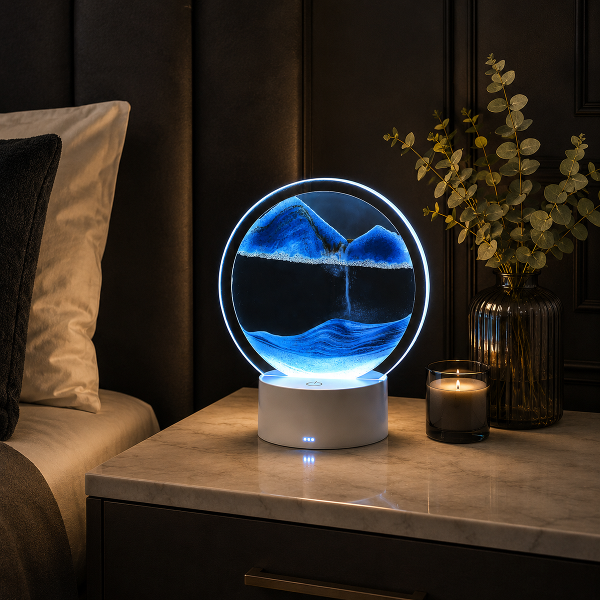 Varenmere Drift Sand Art LED Table Lamp – Blue