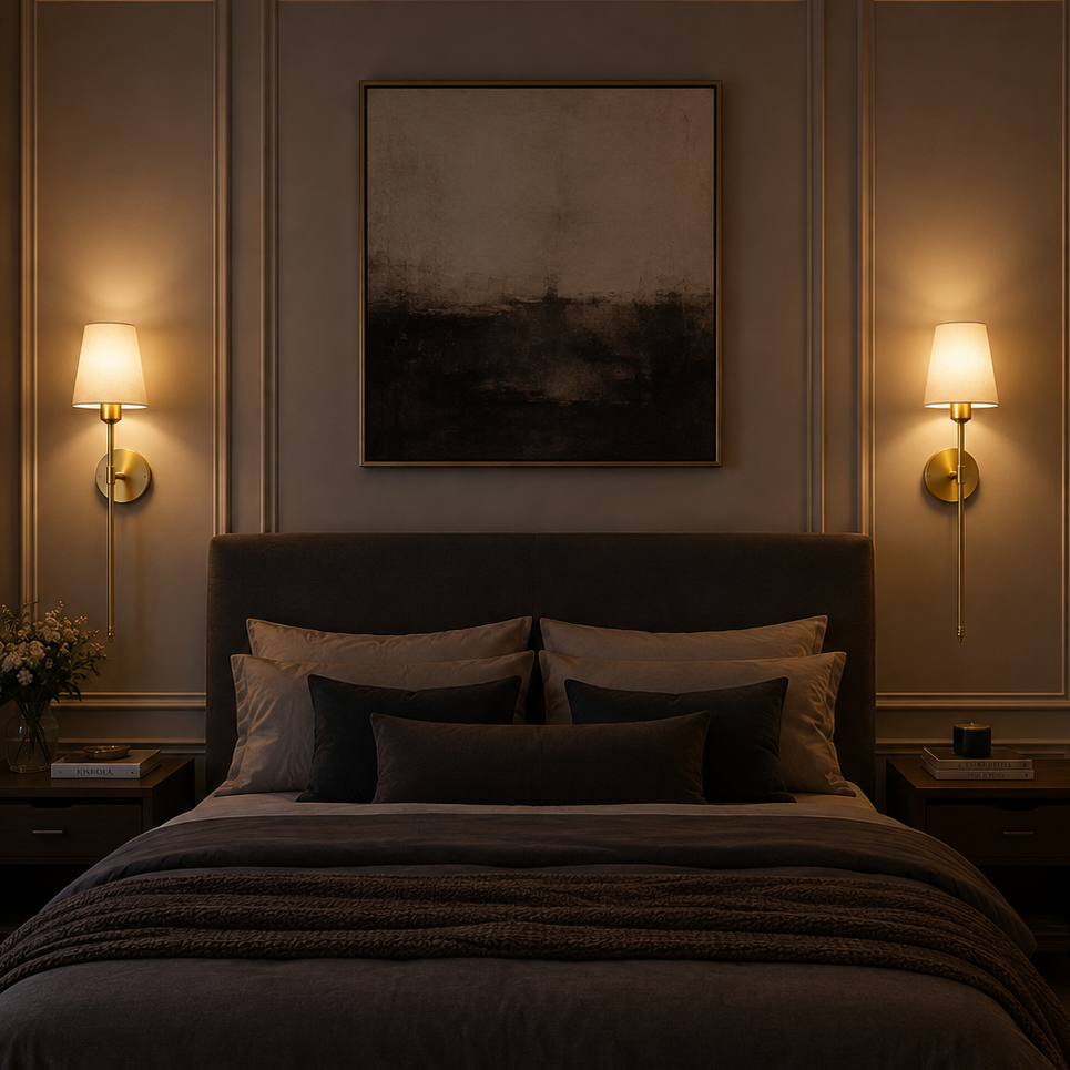 Luna Wireless Dimmable Wall Lights with fabric shades