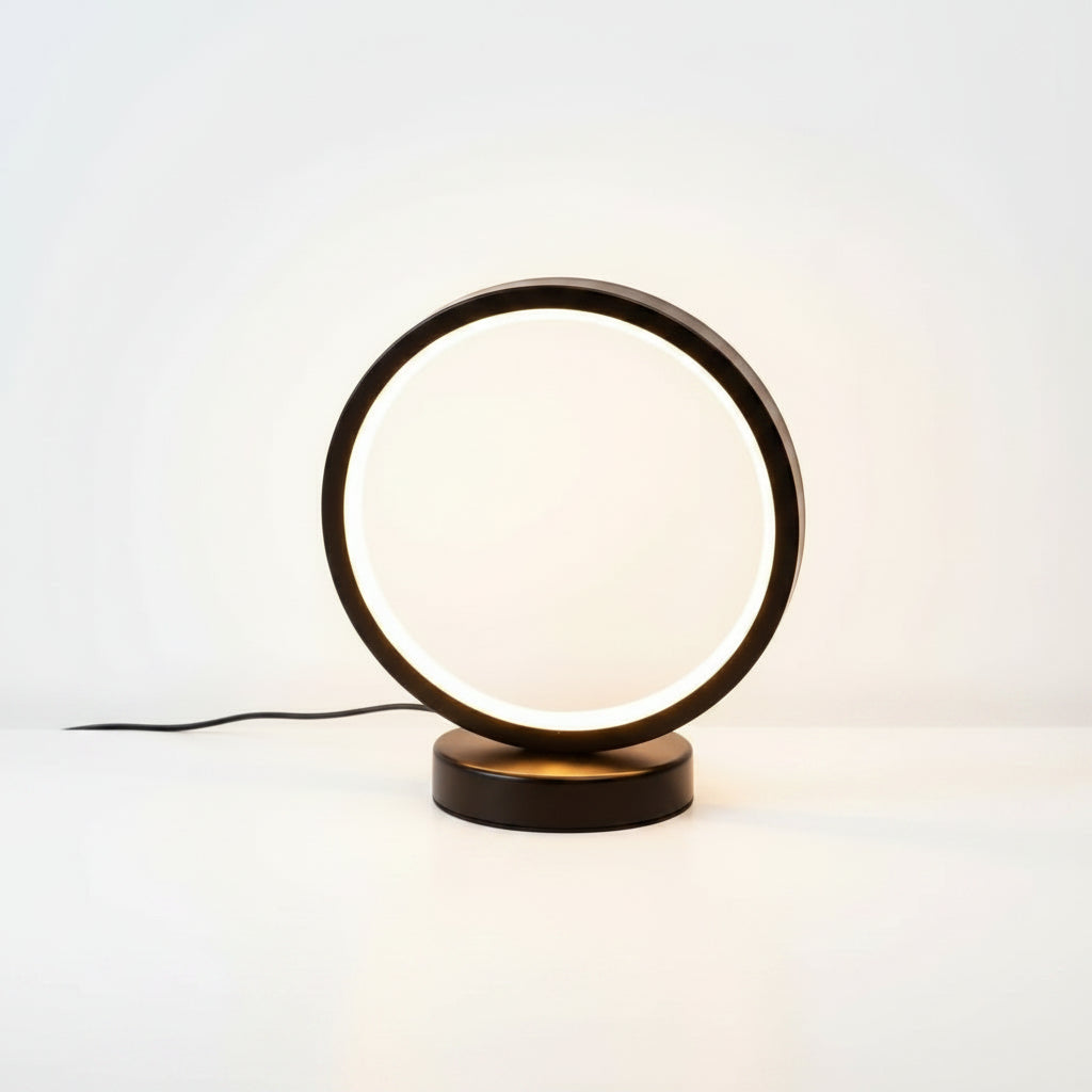 Halo Ring Dimmable LED Table Lamp – circular illuminated design