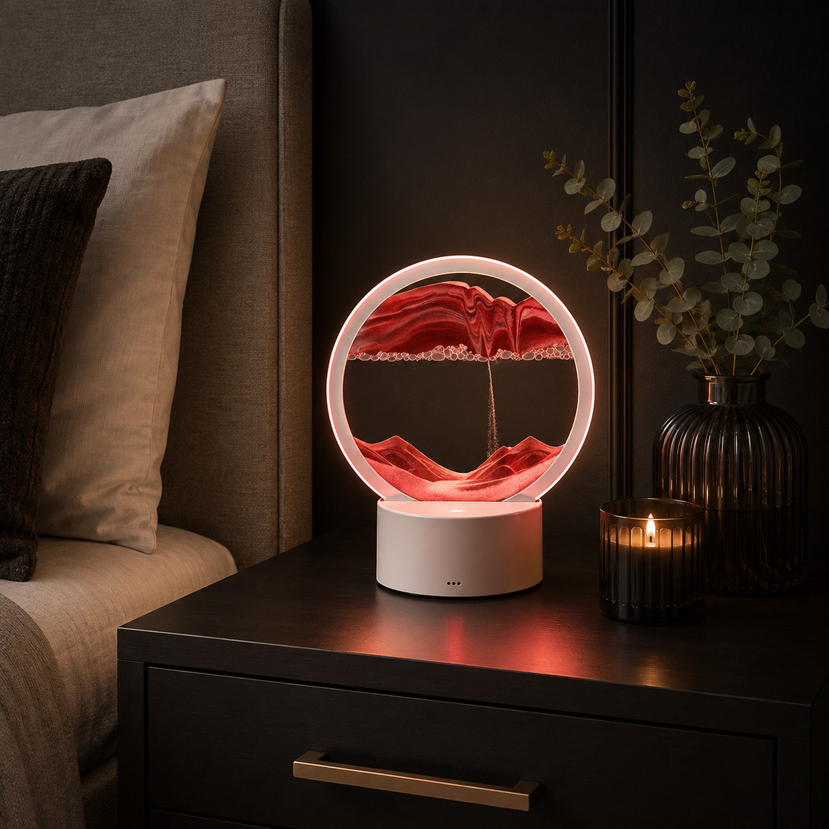 Drift Sand Art LED Table Lamp – Red