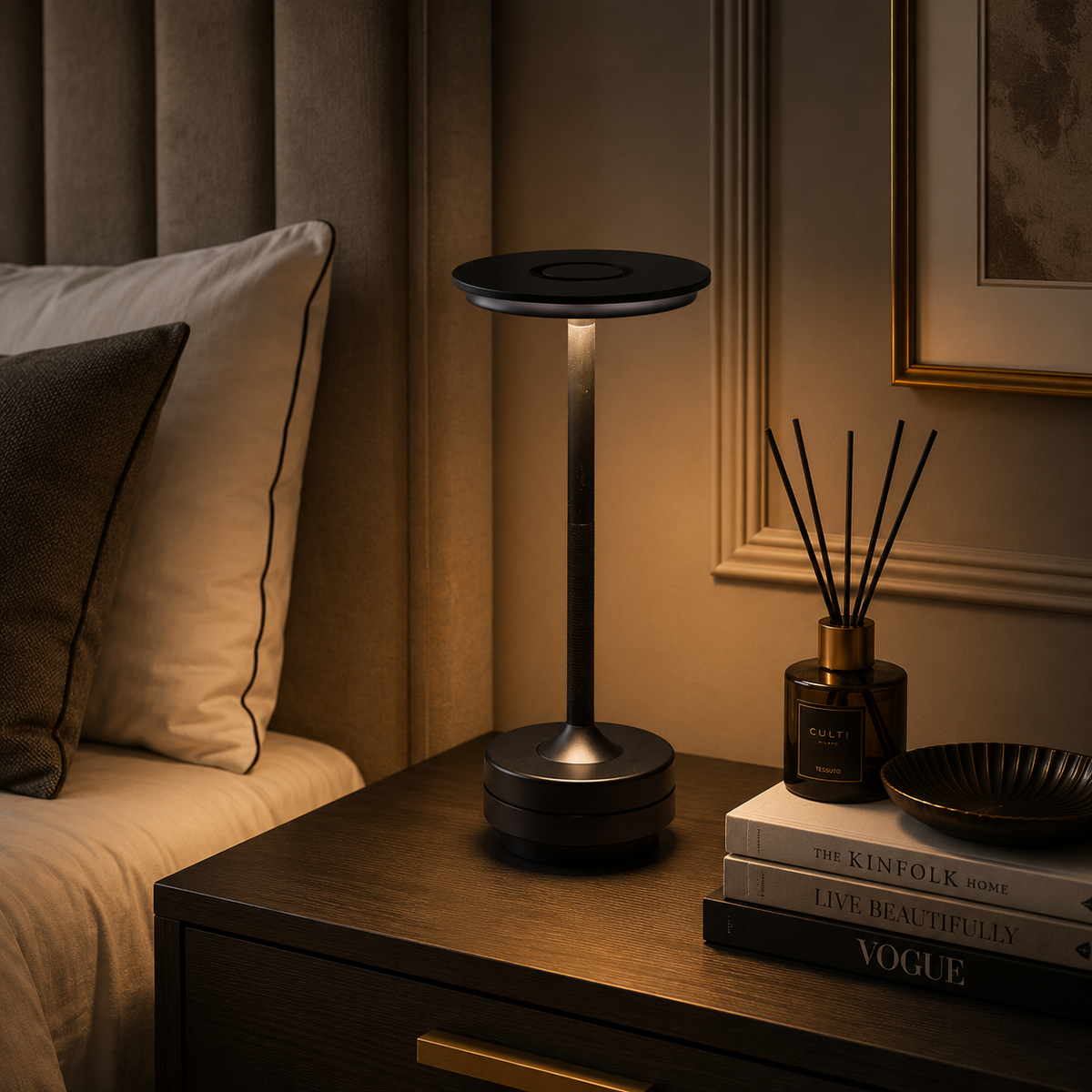 Aurelia Touch Rechargeable Table Lamp – Black