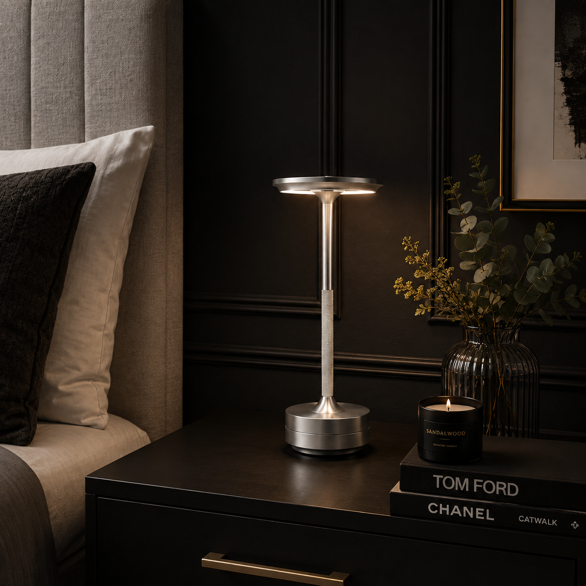 Aurelia Touch Rechargeable Table Lamp – Silver