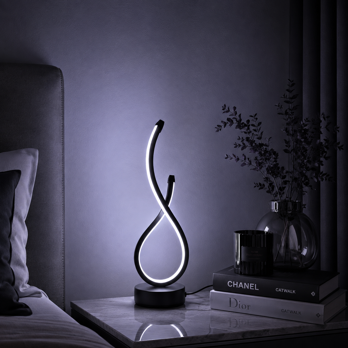 Halo Curve LED Table Lamp – sculptural curved design